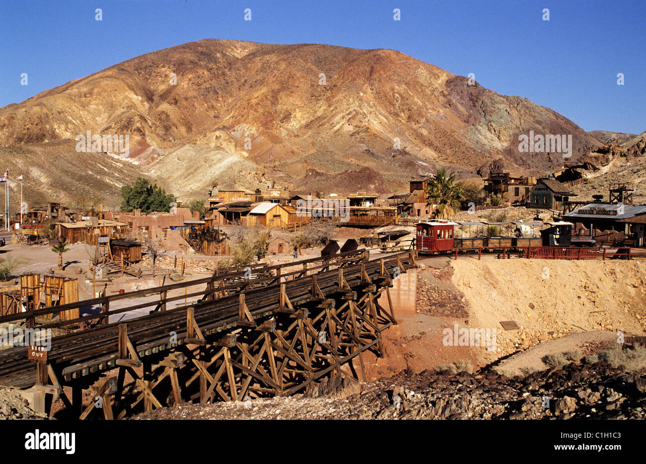 USA, California, Calico, ehemalige Bergbaustadt heute Geisterstadt Stockfoto