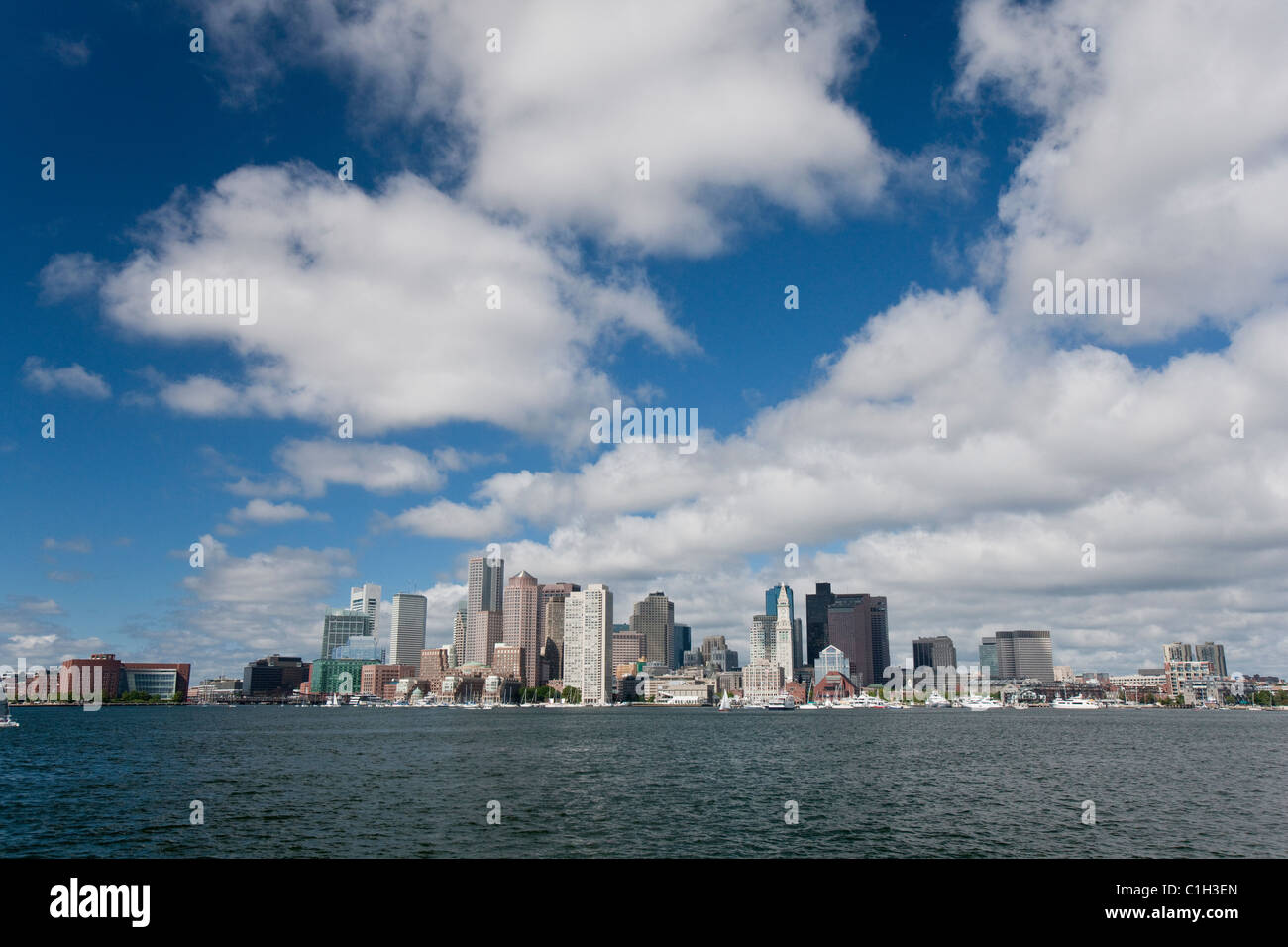 Bucht mit Skyline der Stadt im Hintergrund, Boston, Suffolk County, Massachusetts, USA Stockfoto