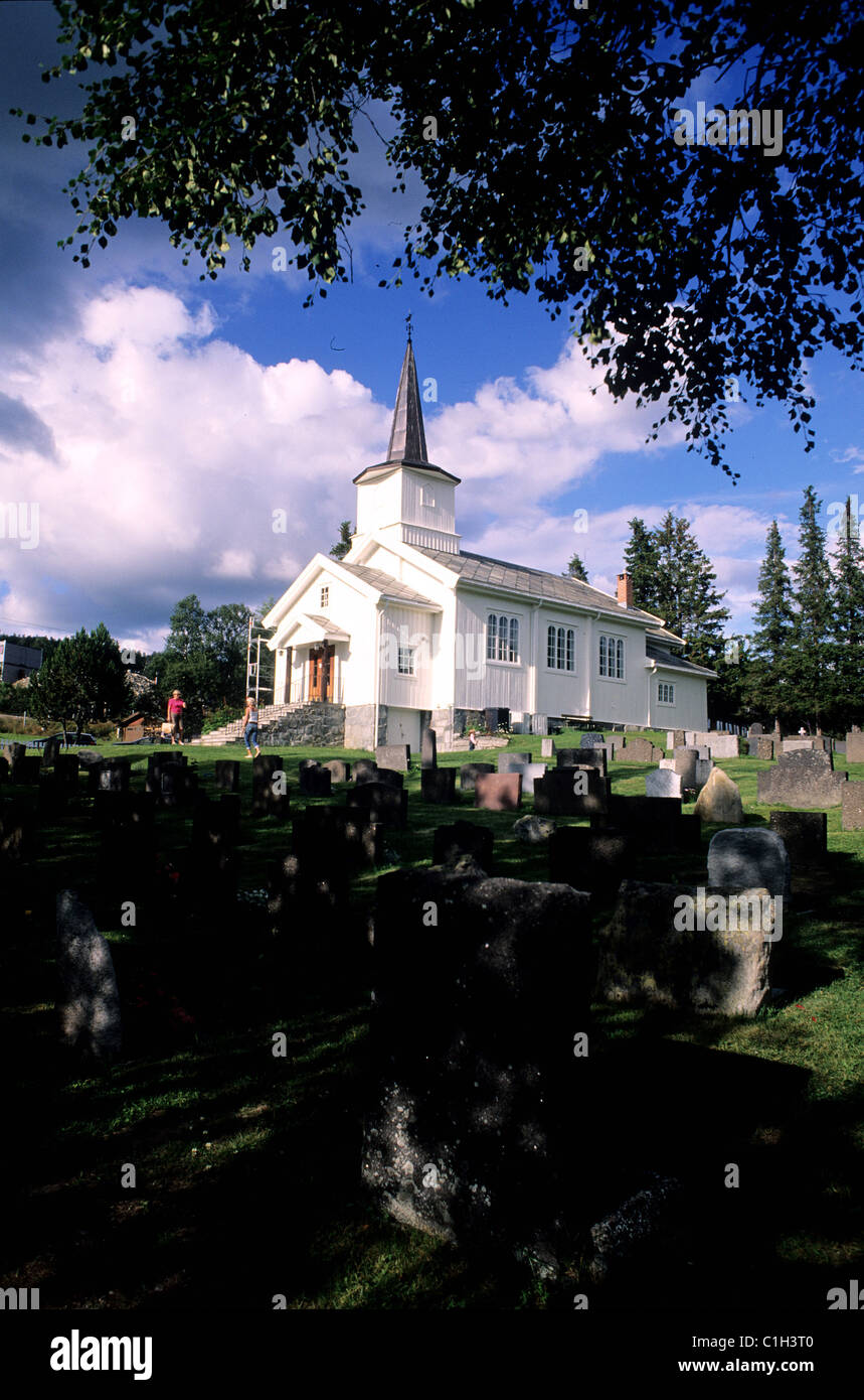 Norwegen, Geilo Stadtkirche, Skigebiet Stockfoto