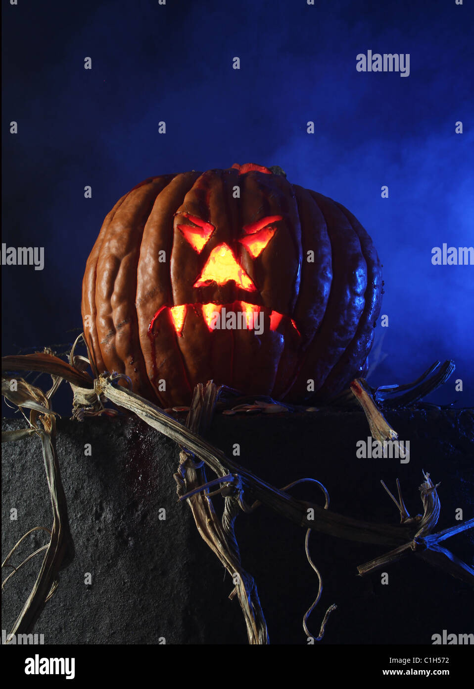 Halloween jack o lantern Kürbis. Stockfoto