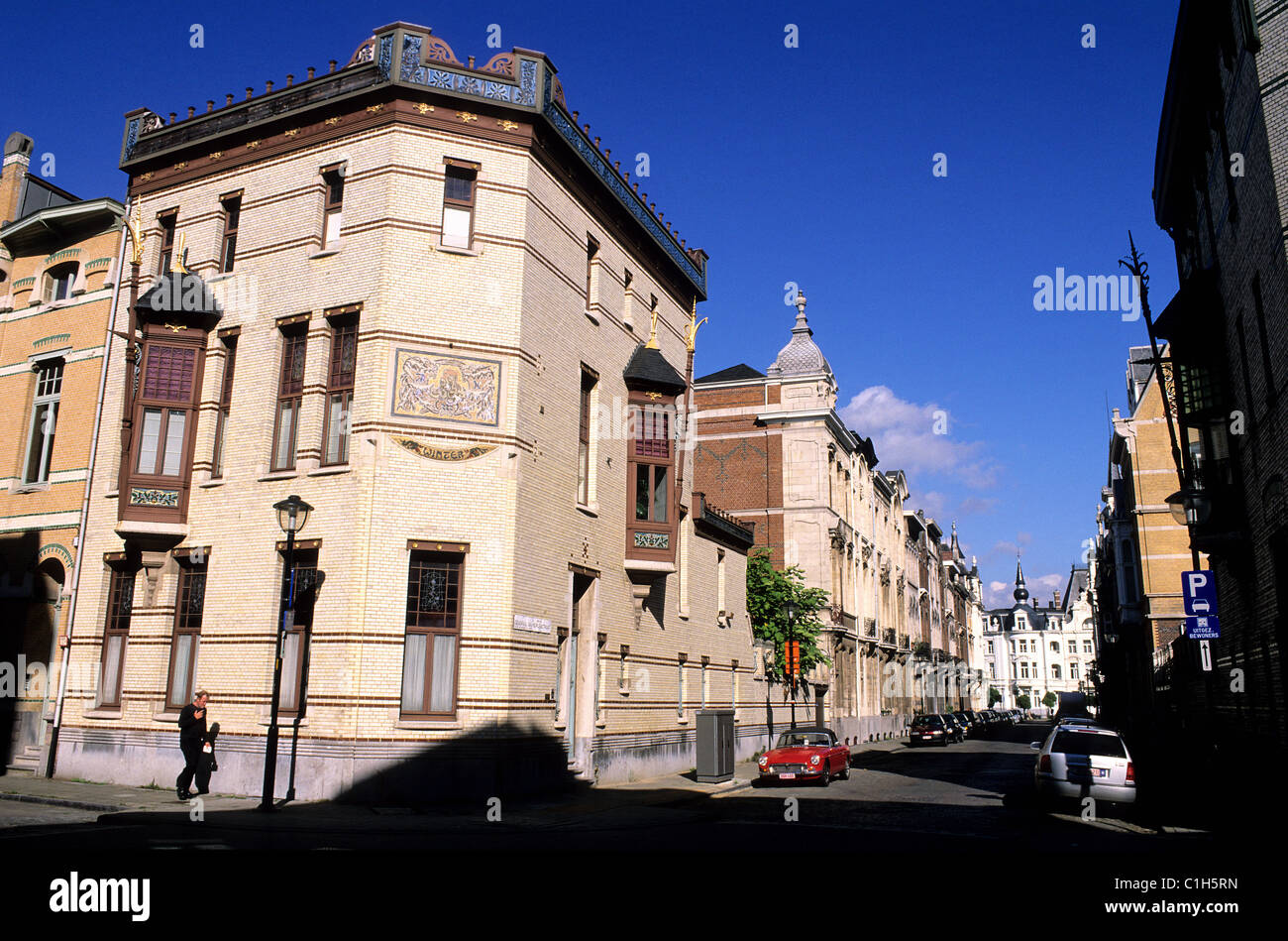 Belgien, Flandern, Antwerpen (Antwerpen), eines der vier Häuser genannt die 4 Jahreszeiten im Stadtteil Zurenborg Stockfoto