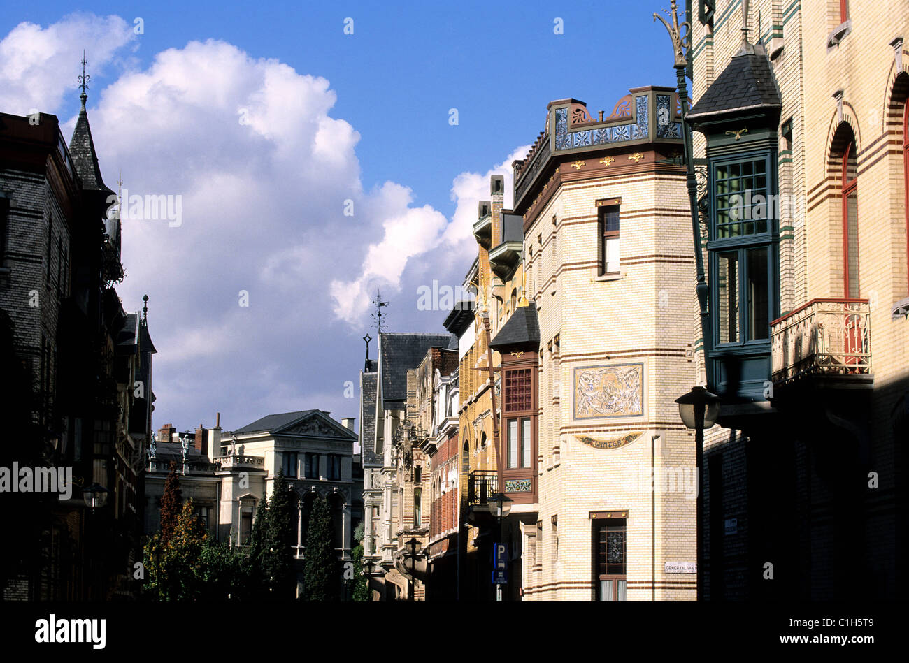 Belgien, Flandern, Antwerpen (Antwerpen), eines der vier Häuser genannt die 4 Jahreszeiten im Stadtteil Zurenborg Stockfoto