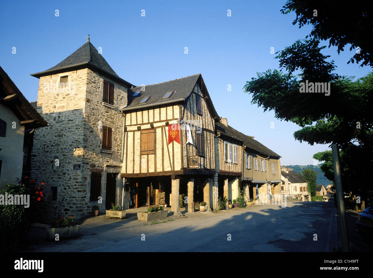 Frankreich, Aveyron, Najac Dorf gekennzeichnet Les Plus Beaux Dörfer de France (The Most schöne Dörfer von Frankreich) Stockfoto