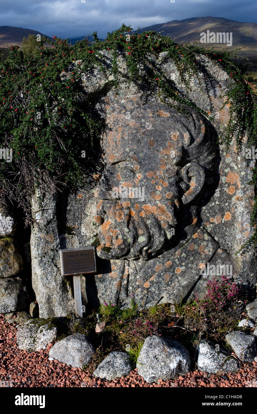 Denkmal, James h.renton,director Norden britische Eisenbahngesellschaft, Rannoch Station, Schottland Stockfoto