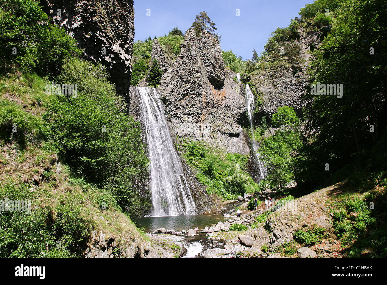 Frankreich, Ardeche, cascade du Ray-Pic Dans Les Gorges De La Bourges, Parc Naturel regional des Monts d'Ardeche Stockfoto