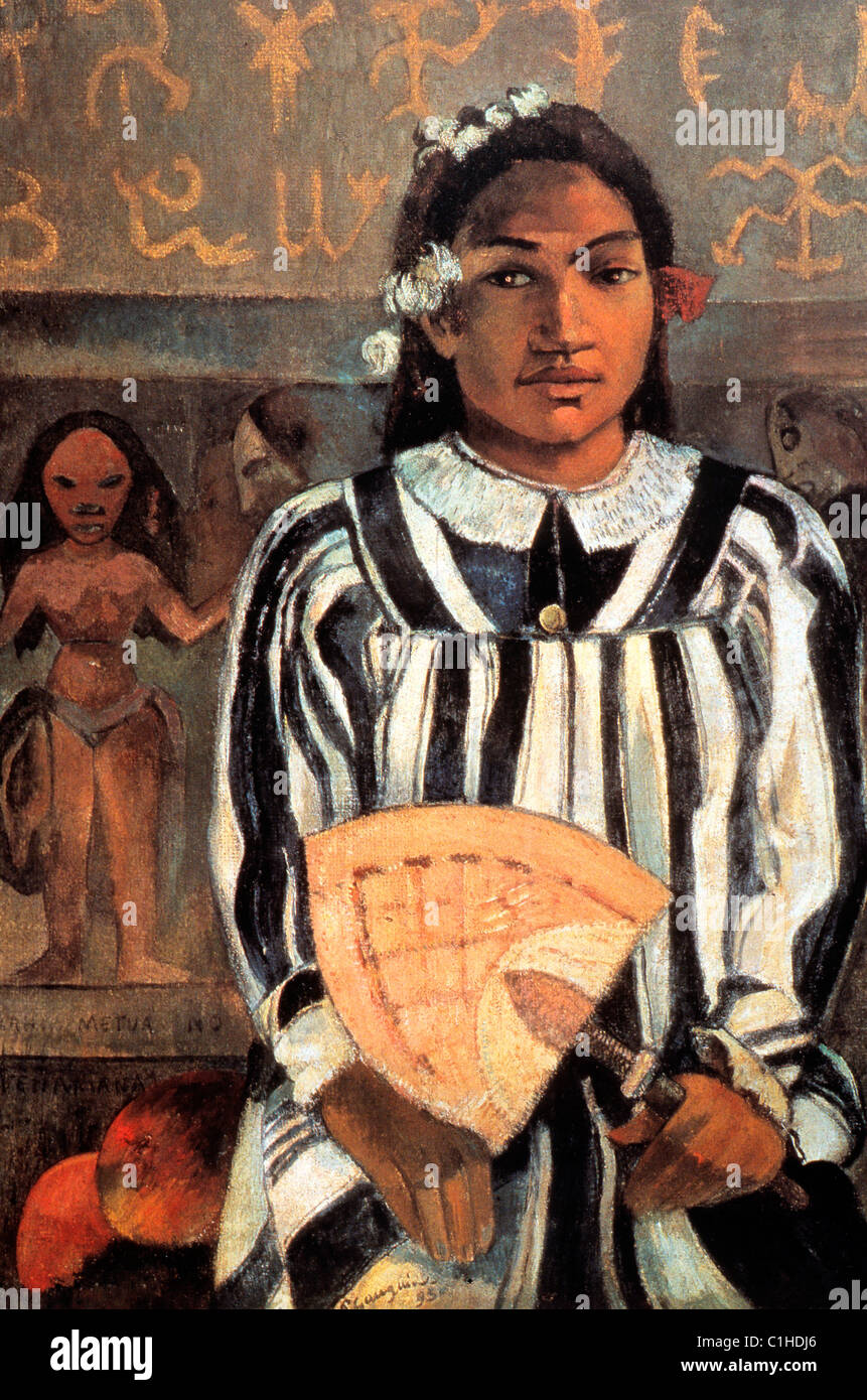 Frankreich, Französisch-Polynesien, Gemälde von Paul Gauguin: Merahi Metua kein Teha-Mana (Tehamana hat viele Eltern) Stockfoto