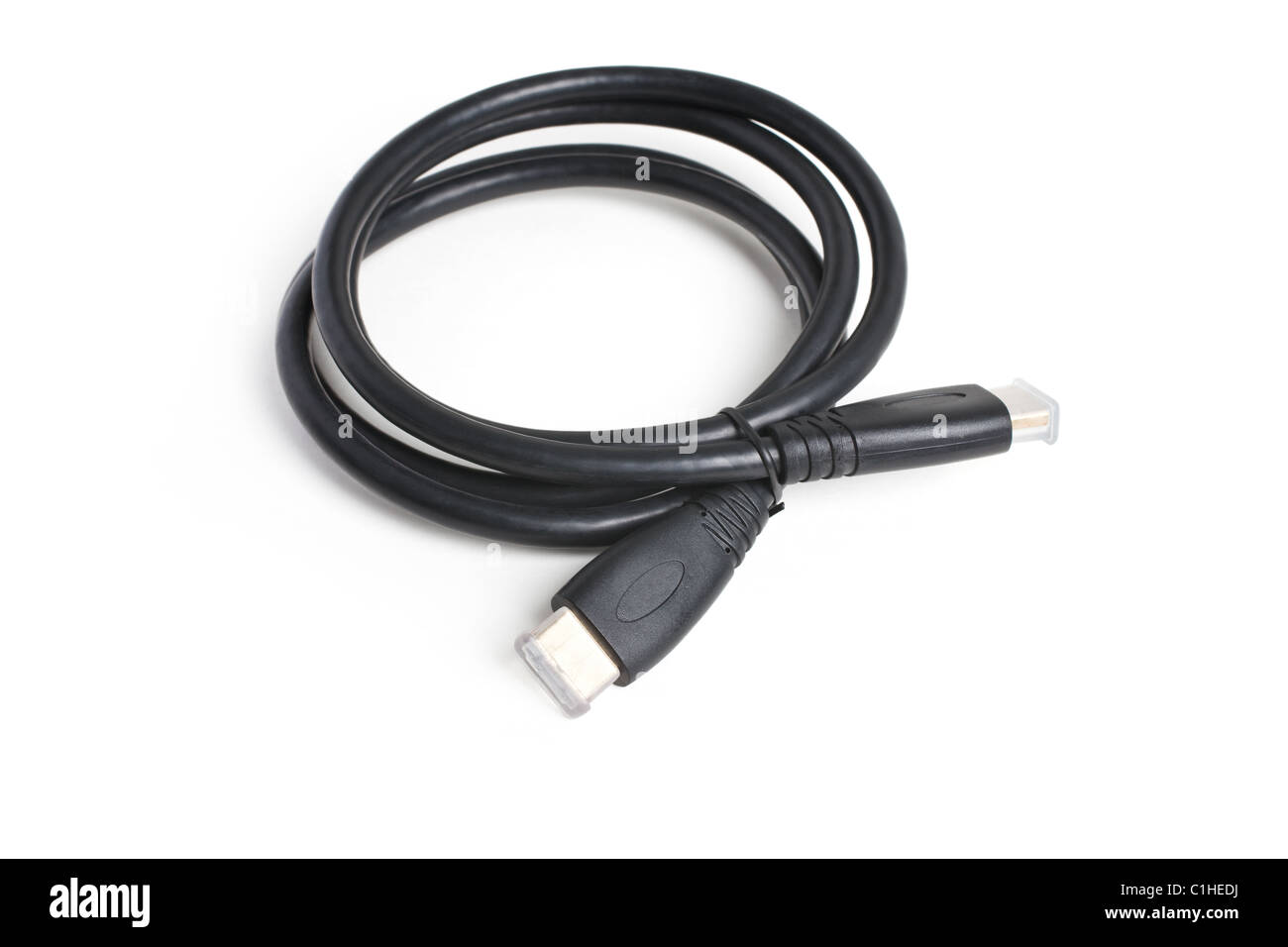 HDMI-Kabel mit weißem Hintergrund Stockfoto