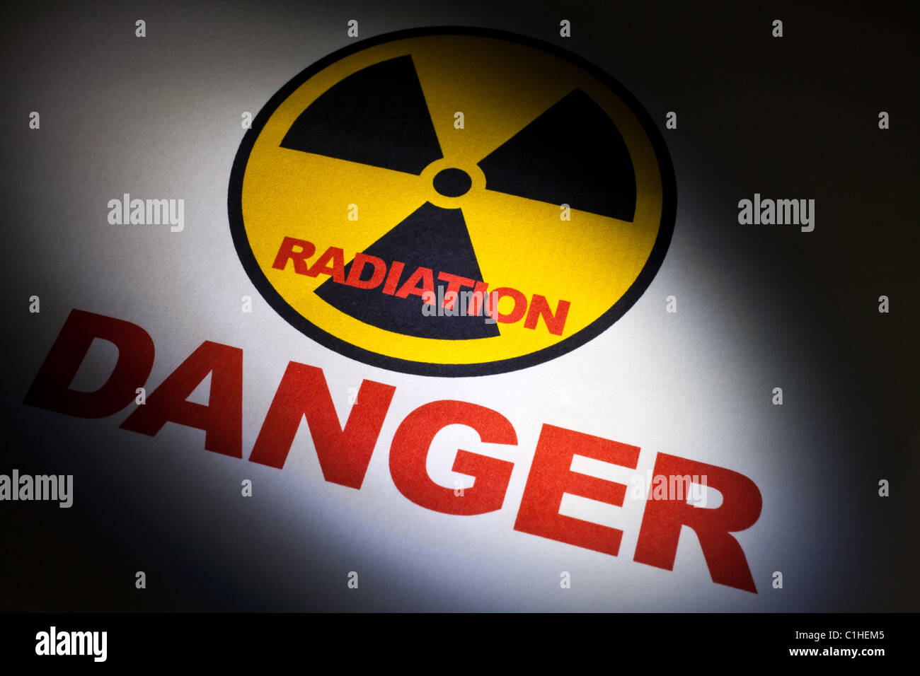 Strahlung Gefahr Zeichen für Hintergrund Stockfoto