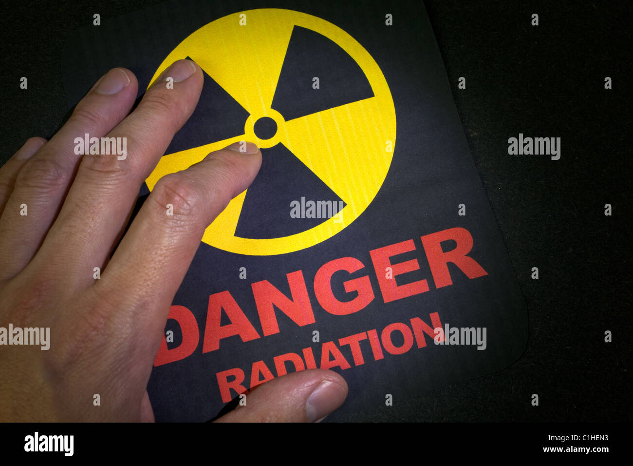 Strahlung Gefahr Zeichen für Hintergrund Stockfoto