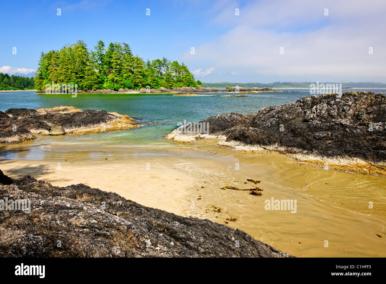 Blick vom Long Beach im Pacific Rim National Park, Kanada Stockfoto