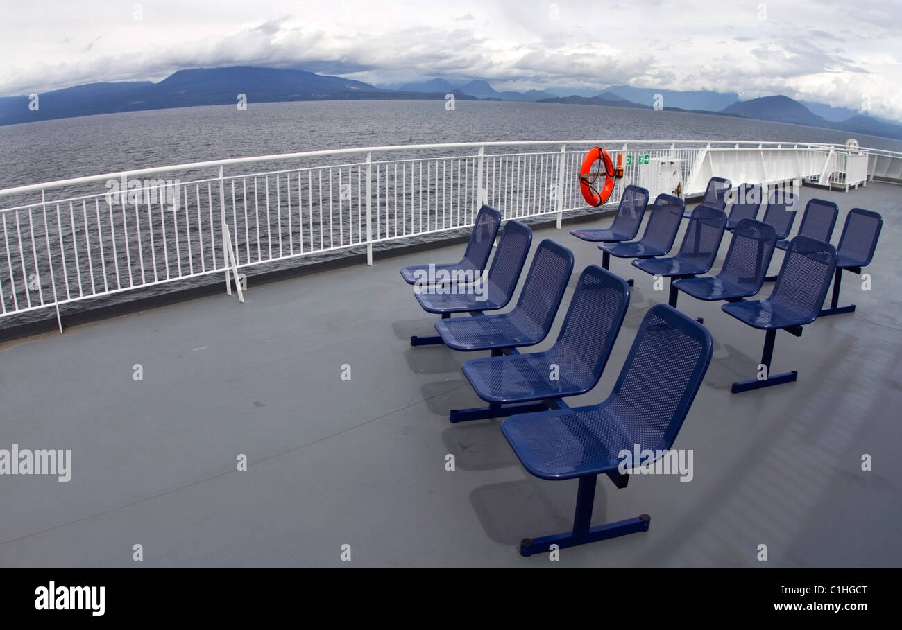 BC Fähren Passagier Deck, Blick auf die Straight of Georgia Stockfoto