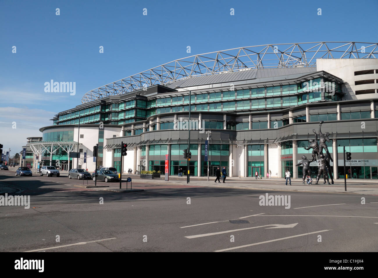 Blick auf die neu entwickelten Süden stehen von Twickenham Rugby Stadium, London, UK. Stockfoto