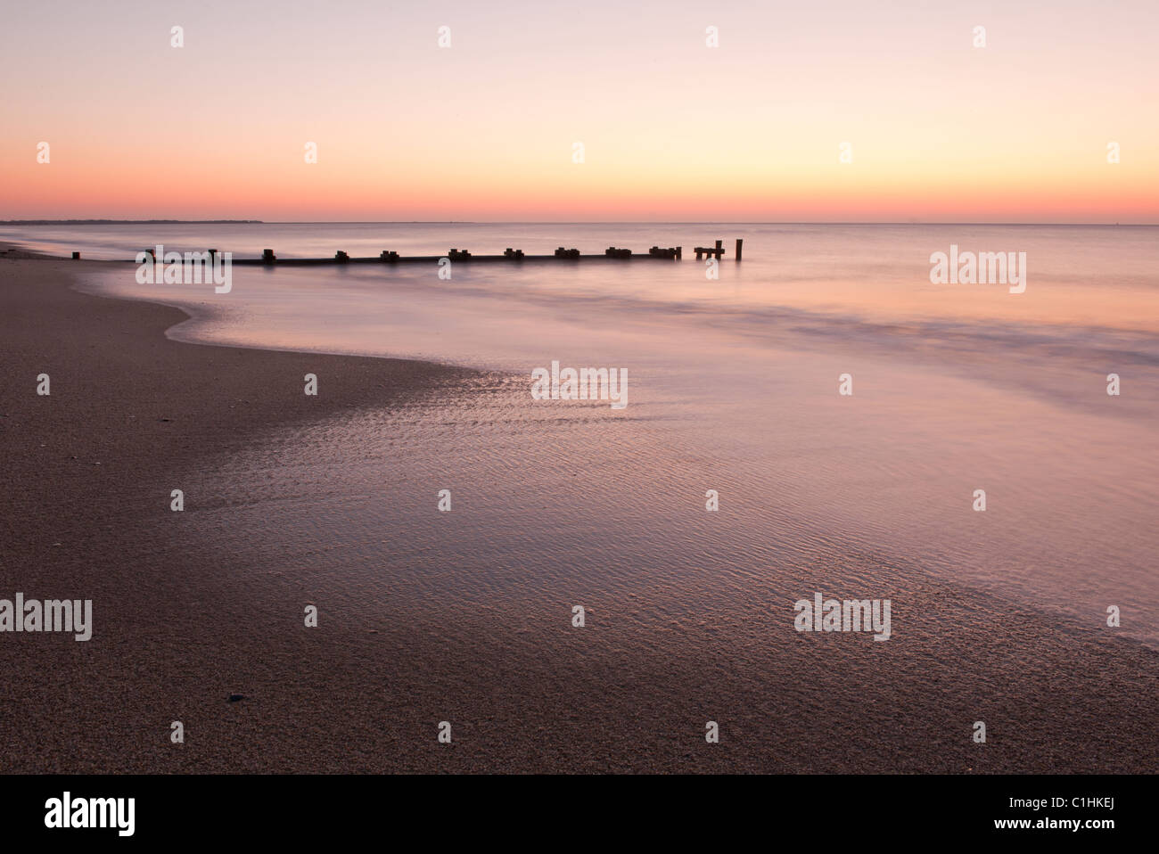 Der Atlantik Seite Strände von Cape May, New Jersey, mit den Rohren Outfall verstreut entlang des Strandes. Stockfoto