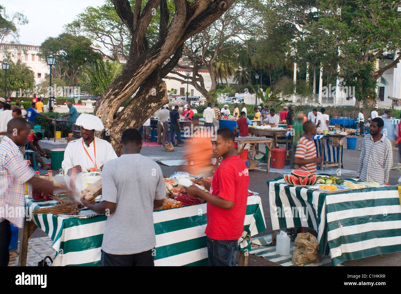 Hawker Food Stände, Forodhani Gärten, Sansibar, Tansania Stockfoto