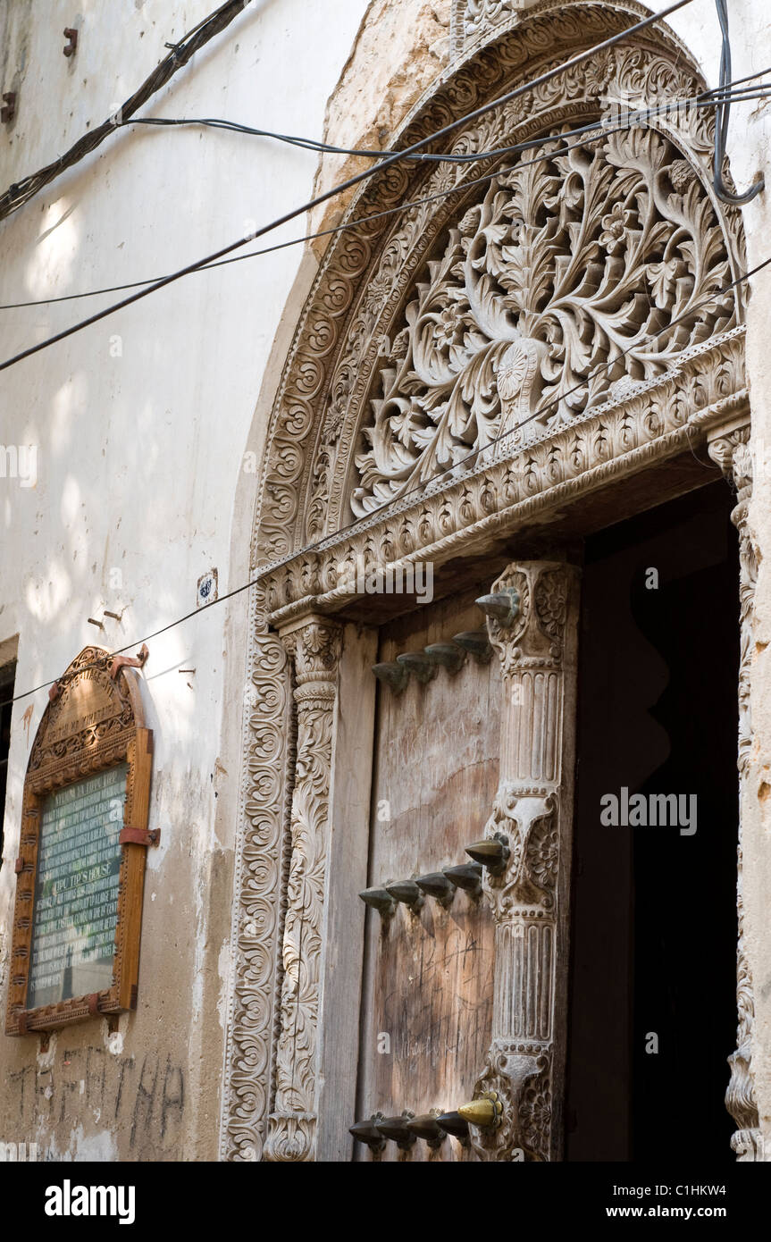 Tippu Tip Haustür, Sansibar, Tansania Stockfoto