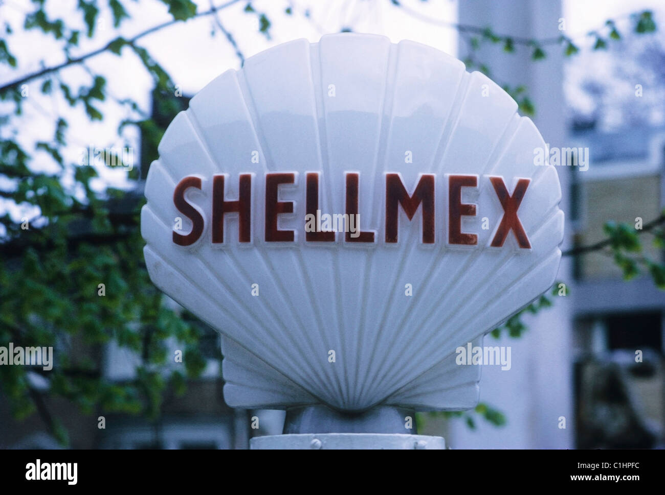 Vintage ShellMex Tankstelle Zeichen 1975 Stockfoto