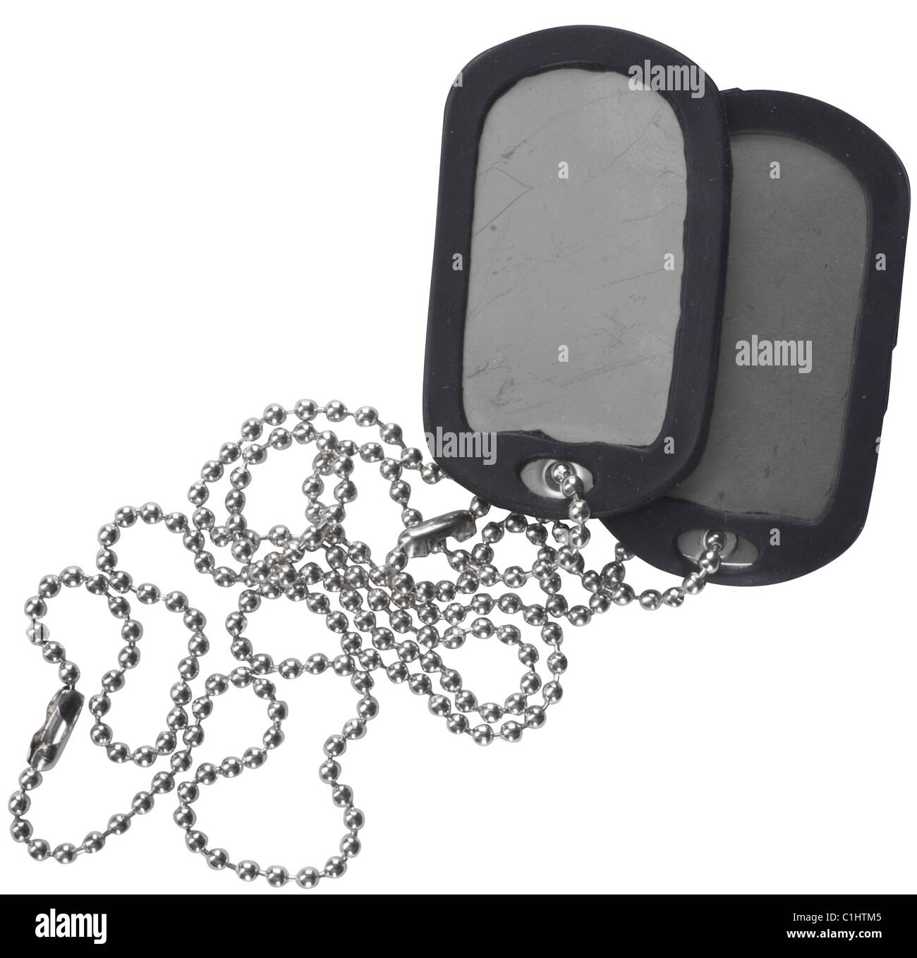 militärische I.D Tags, Metallplatten, Stockfoto