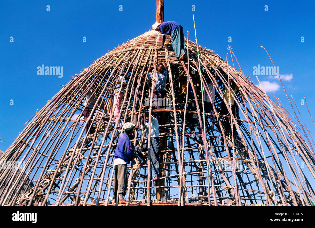 Ethiopie, Provinz Shoa, Gourague Land, bauen eine Hütte Stockfoto