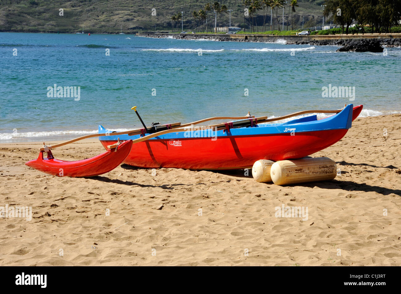 Outrigger Rentals Kalapaki Beach Marriott Kauai Hawaii Nawilwili Bay Stockfoto