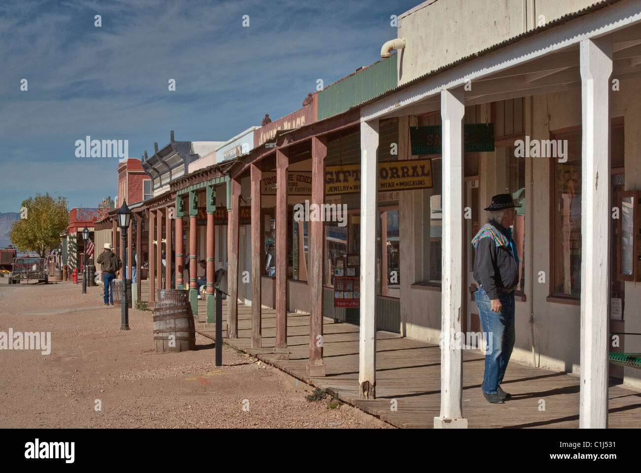 Arkaden an Allen Street in Tombstone, Arizona, USA Stockfoto