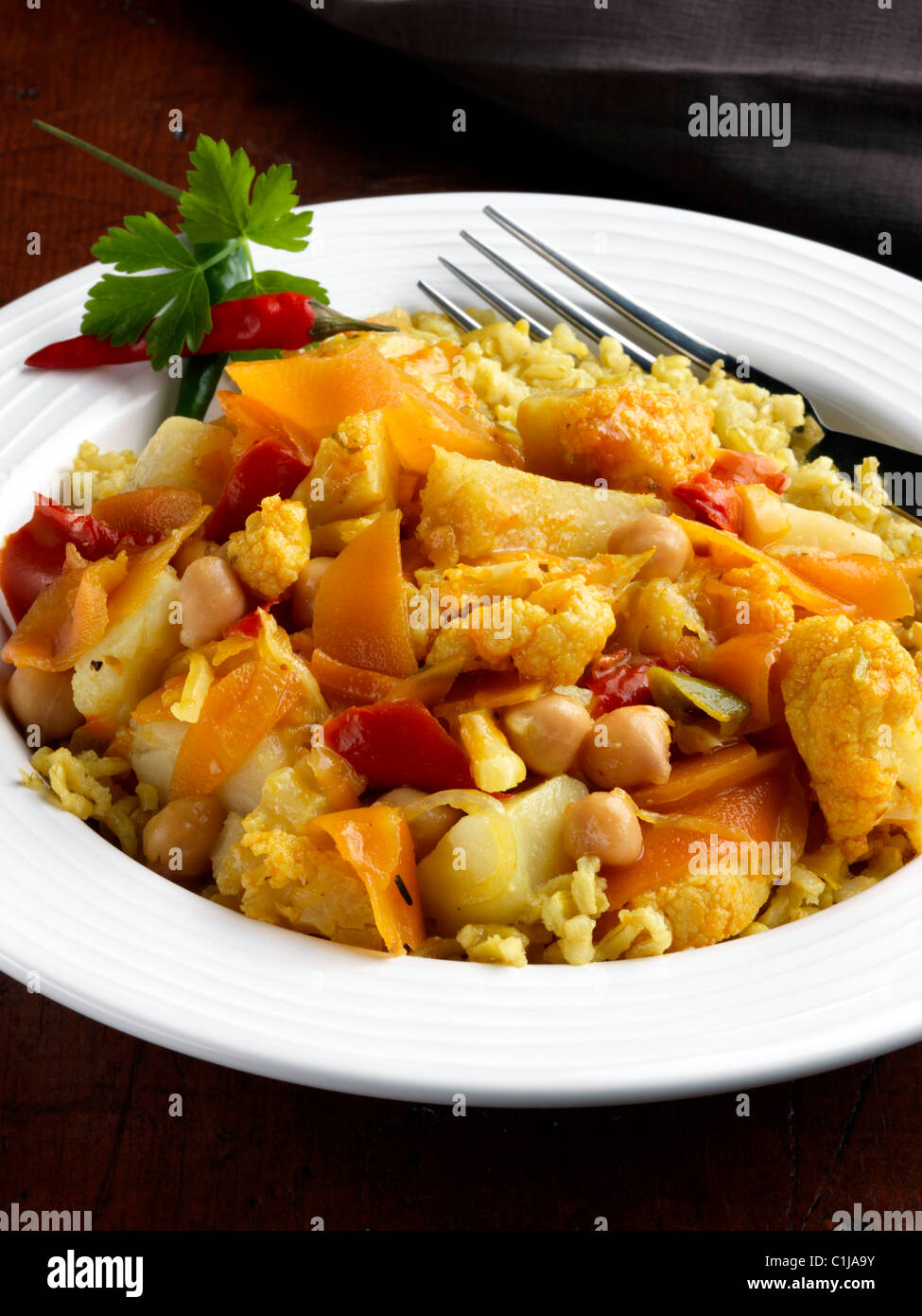 Einzelne Portion Gemüse-curry Stockfoto