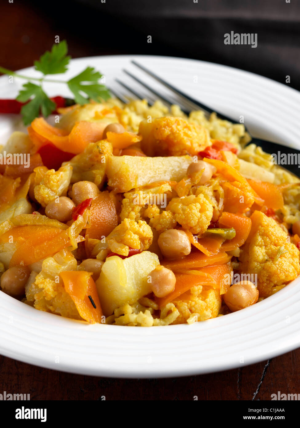 Einzelne Portion Gemüse-curry Stockfoto