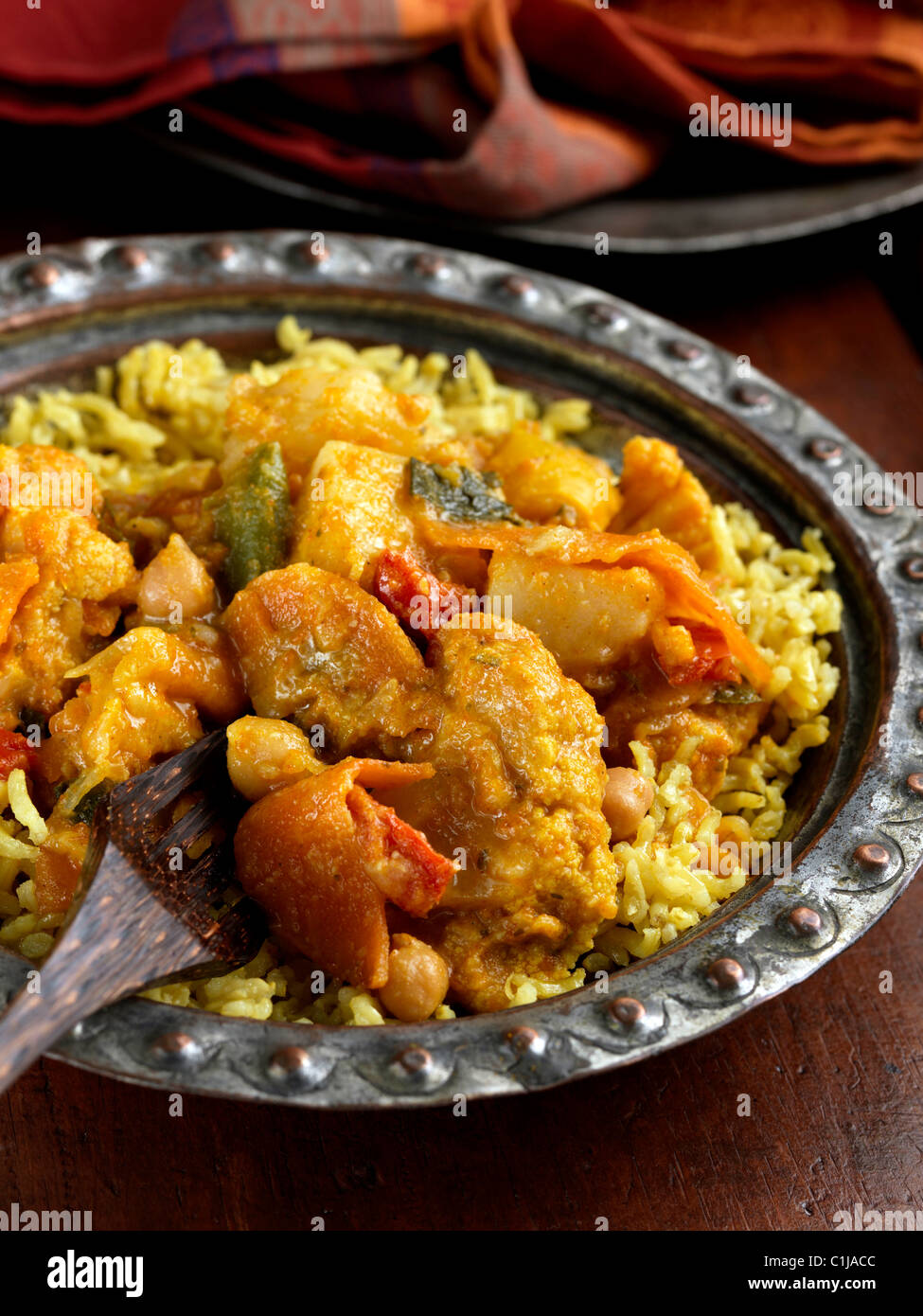 Einzelne Portion Gemüse-curry Stockfoto
