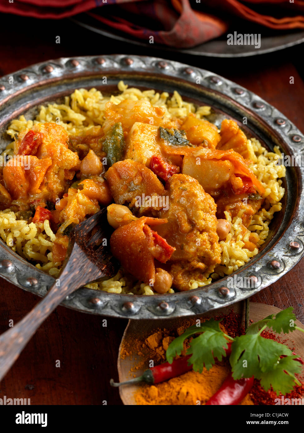 Einzelne Portion Gemüse-curry Stockfoto