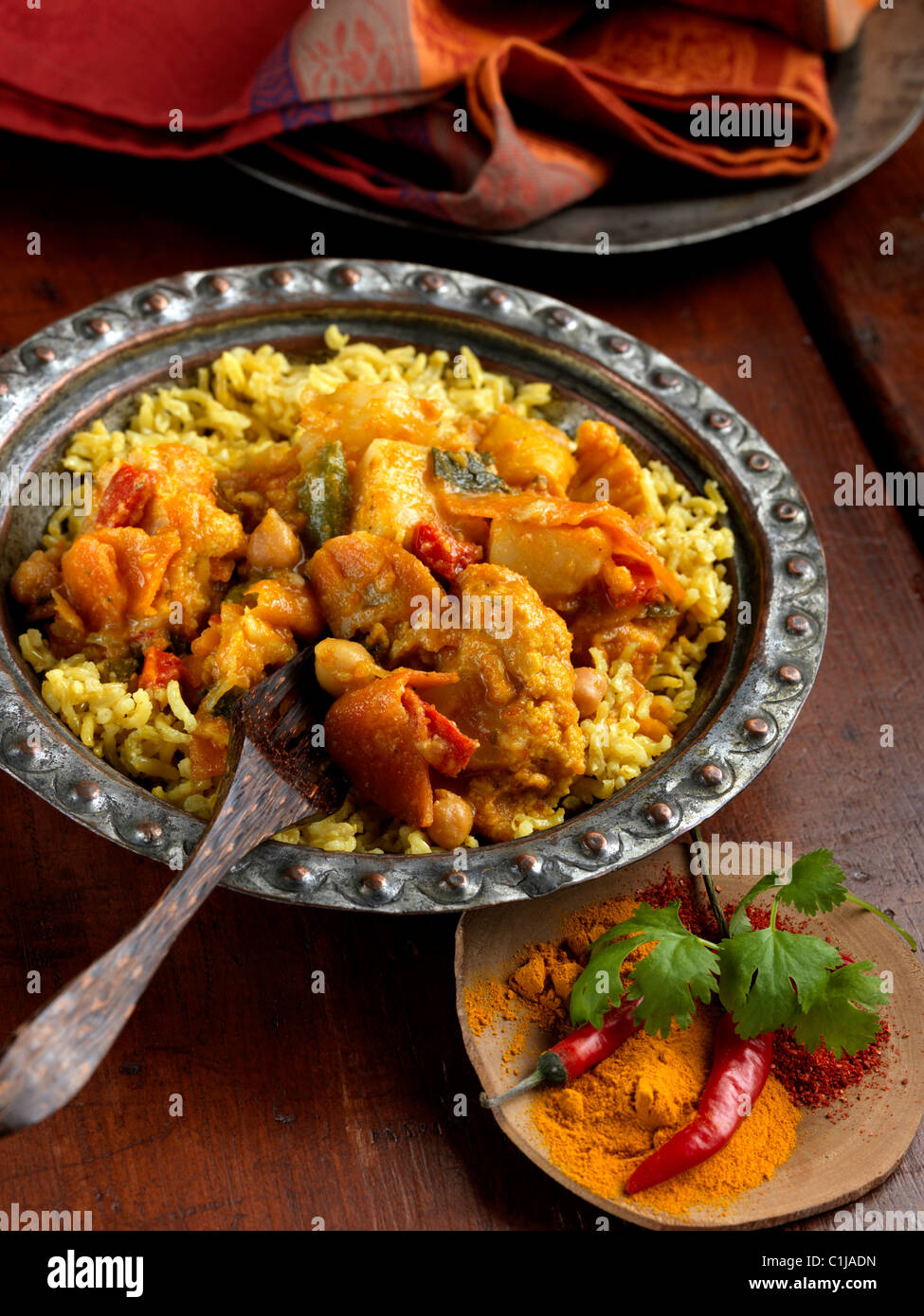 Einzelne Portion Gemüse-curry Stockfoto
