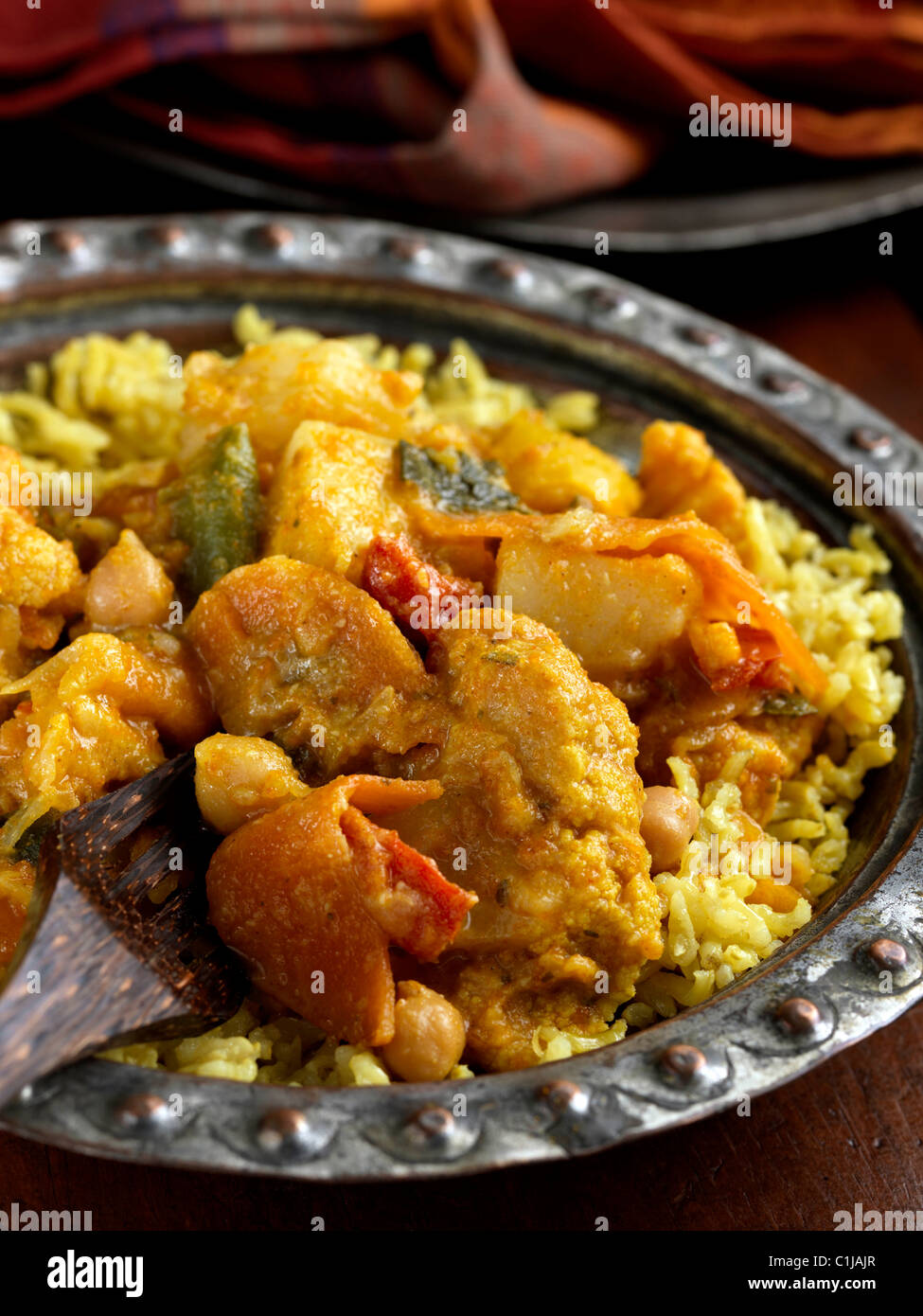 Einzelne Portion Gemüse-curry Stockfoto