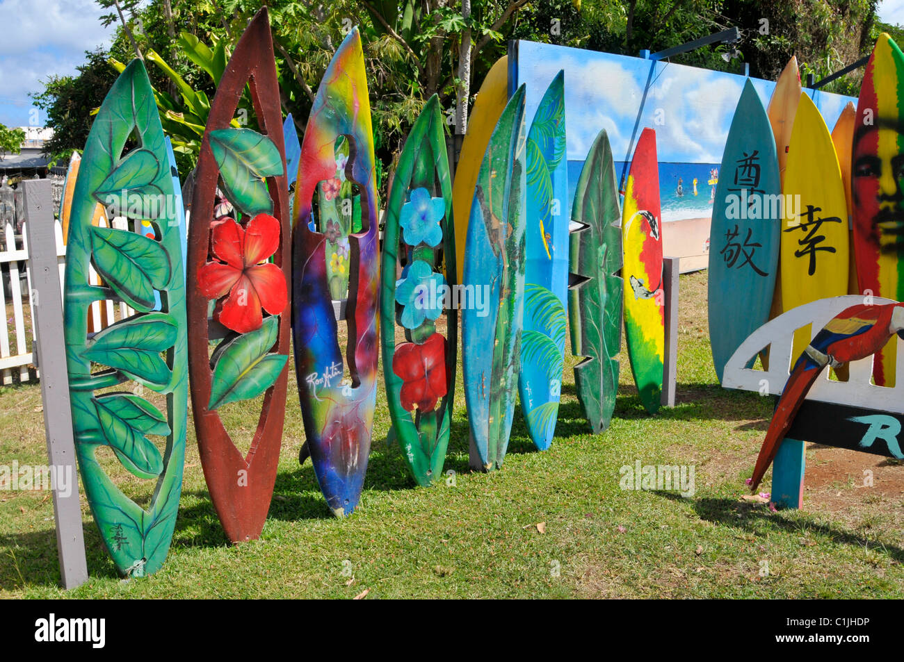 Surfbrett Kunst Galerie Haleiwa North Shore Hawaii Oahu Pazifischen Ozean Stockfoto