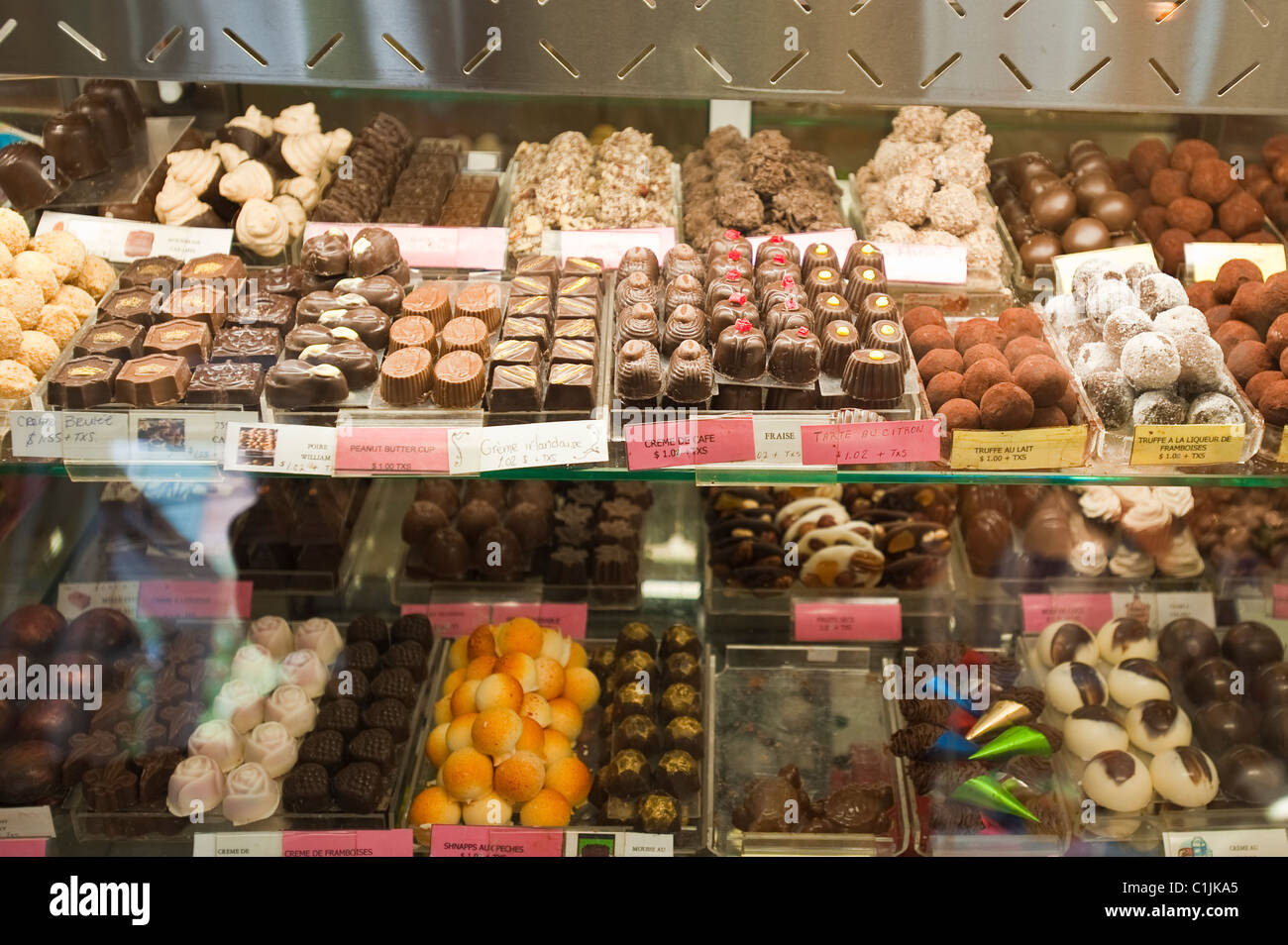 Quebec Stadt, Quebec, Kanada. Süßigkeiten shop Altstadt. Stockfoto