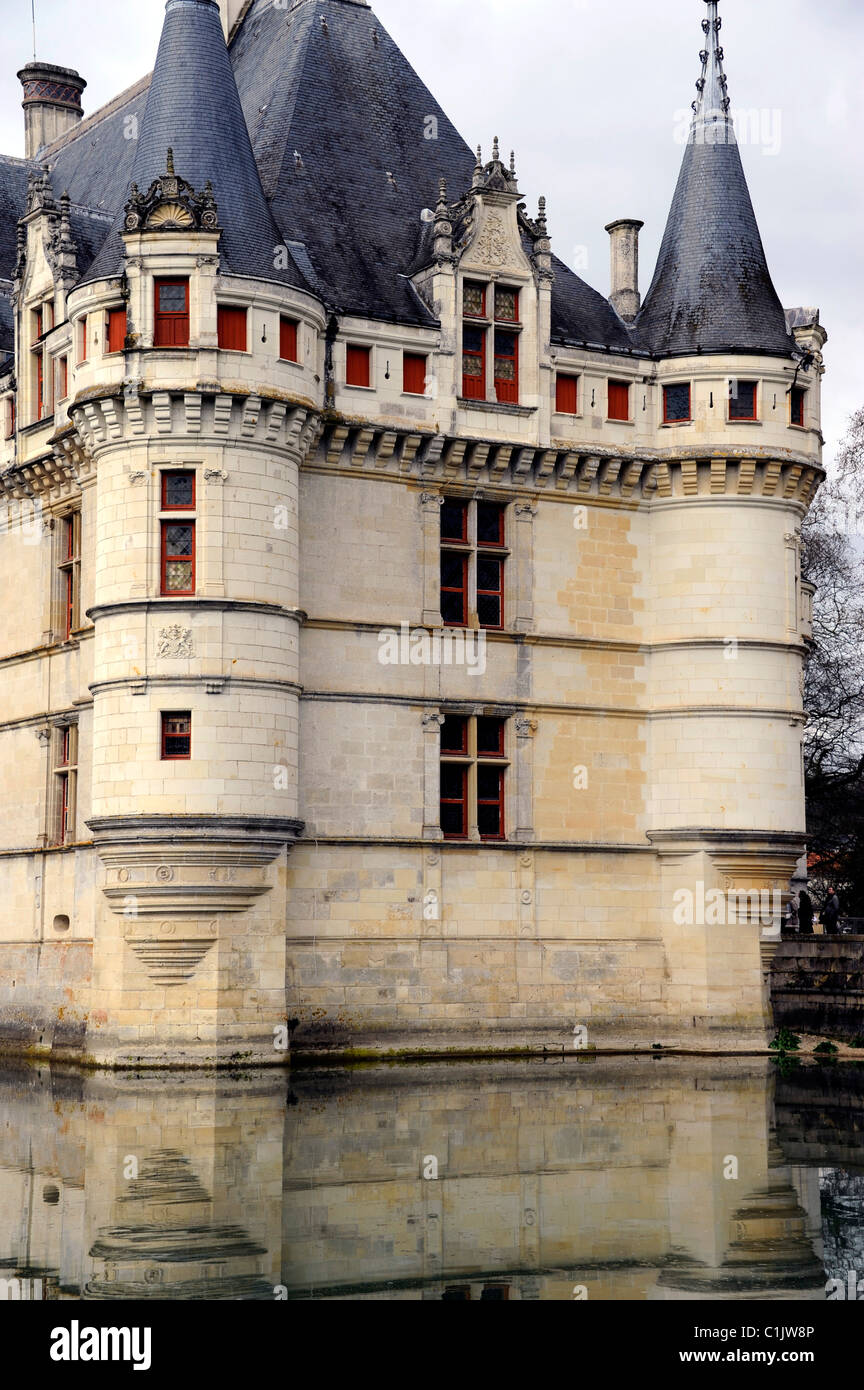 Das Schloss von Azay-le-Rideau Burg, Indre-Tal, Tal der Loire, Indre-et-Loire, Frankreich, Europa, UNESCO-Welterbe Stockfoto
