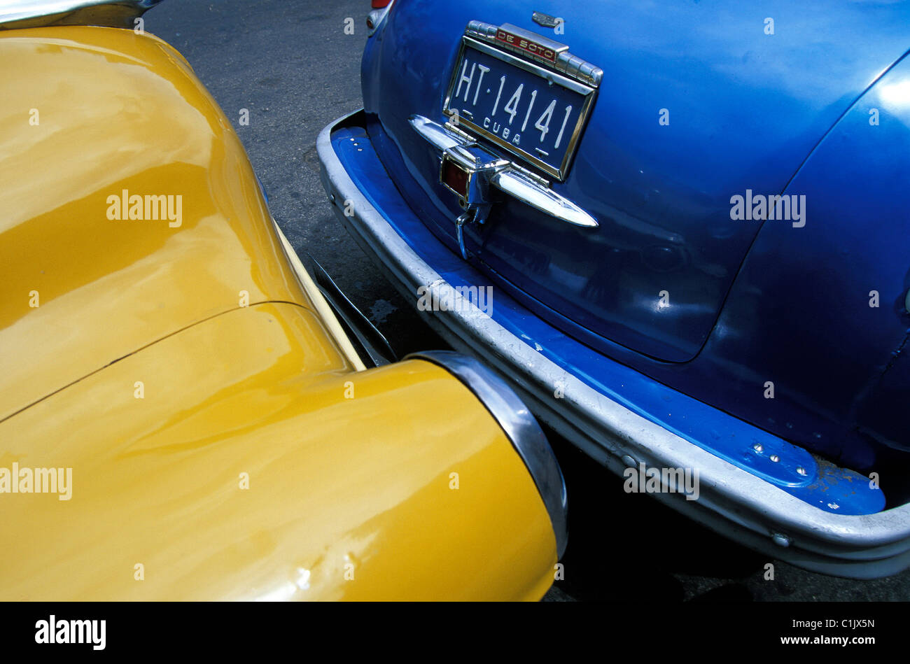 Kuba, amerikanische Oldtimer in Havanna Zentrum Stockfoto
