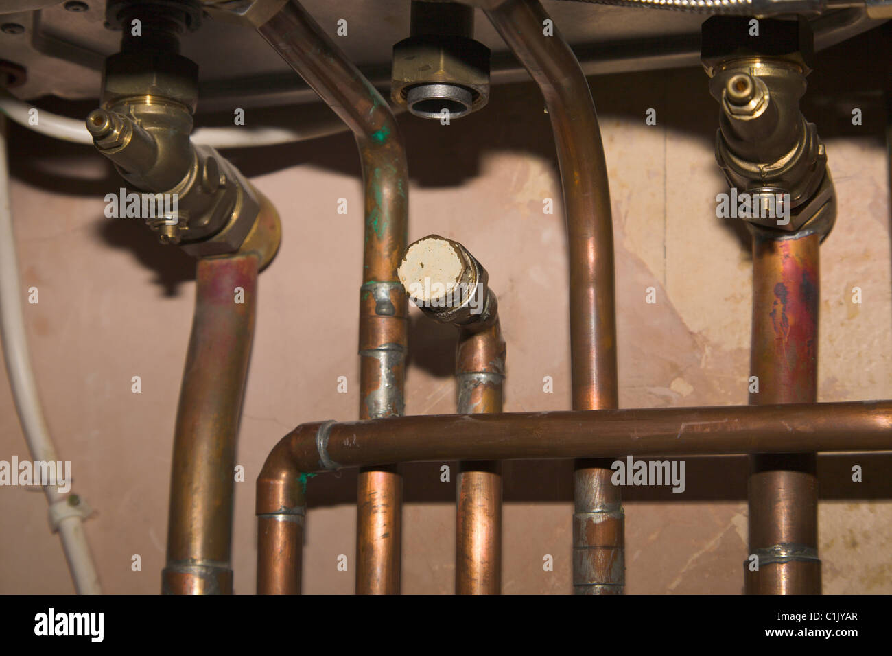 Rundete Kombination Kessel Gasleitung Stockfotografie Alamy