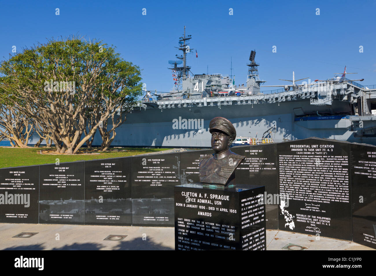 Ein F Clifton Sprague U.S. Marine Denkmal, San Diego, Kalifornien, USA Stockfoto