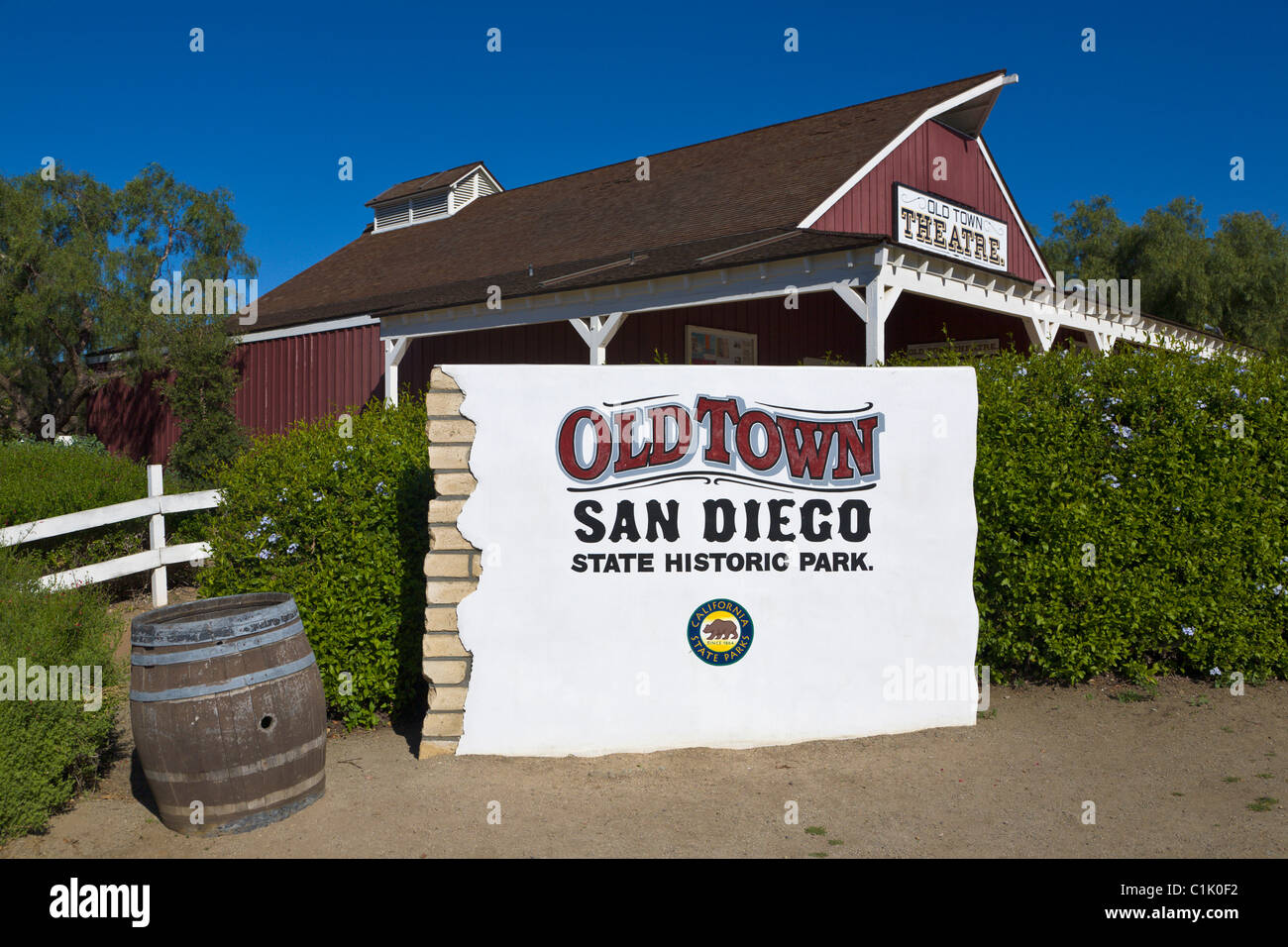 Altes Ortsschild, San Diego State Historic Park, Kalifornien, USA Stockfoto