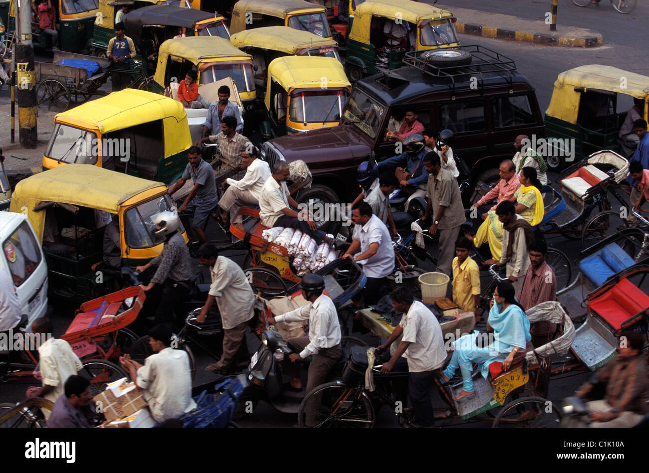 Indien, Old Delhi traffic Stockfoto