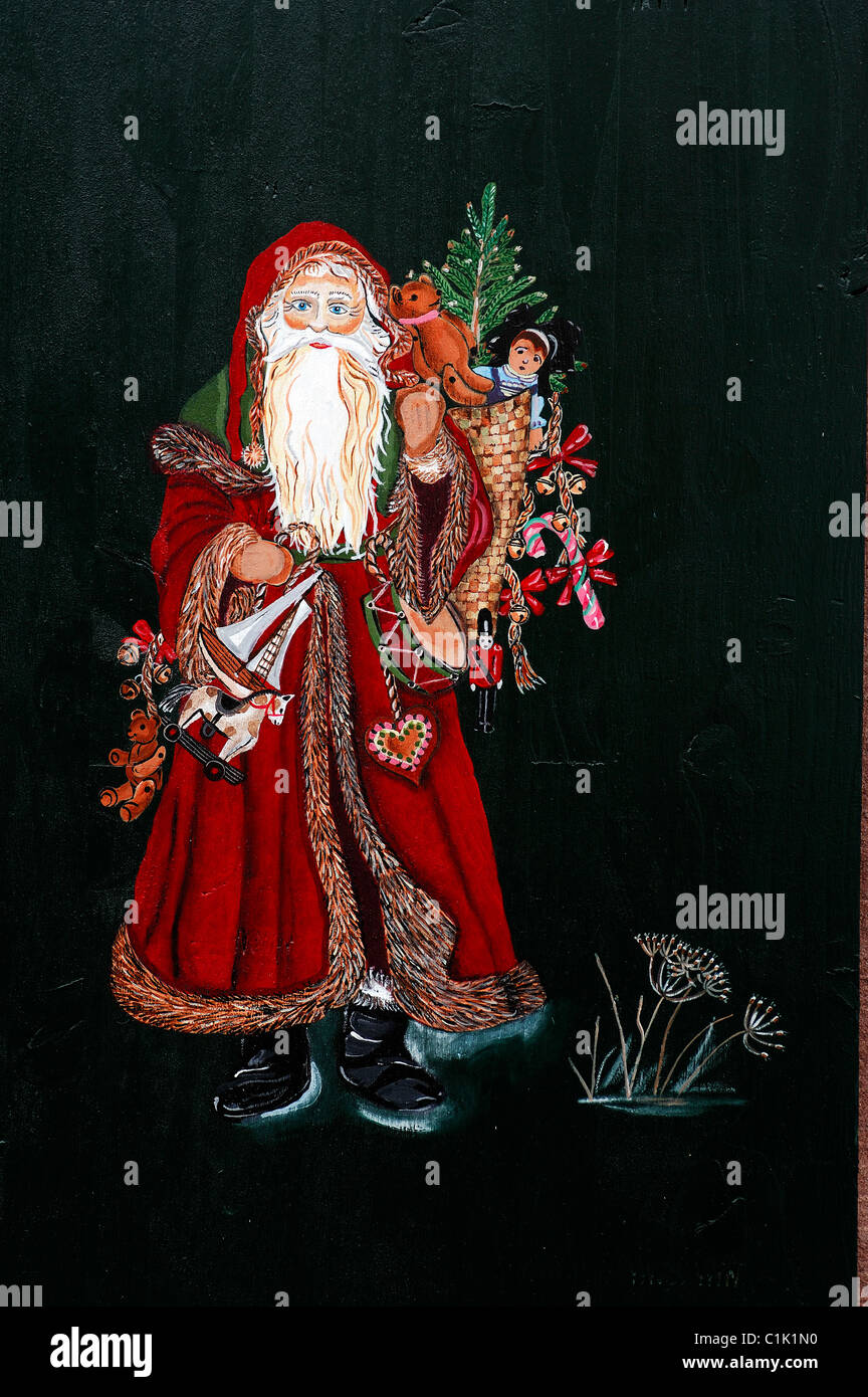 Frankreich, Haut Rhin, Colmar zu Weihnachten, Gemälde von der Weihnachtsmann Stockfoto
