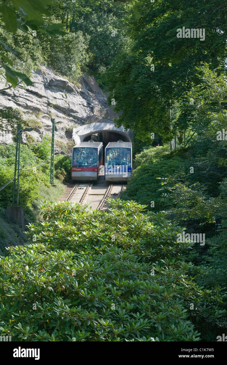 Fløibanen-Standseilbahn Stockfoto