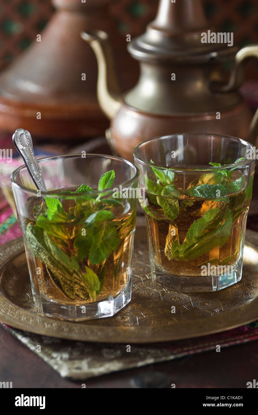Minze Tee North Africa.Thé À la menthe Stockfoto
