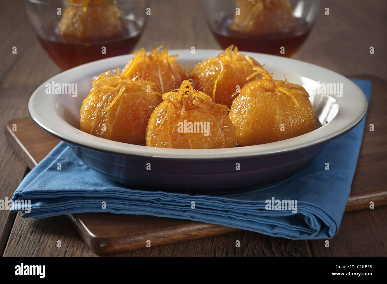 Karamell-Orangen-dessert Stockfoto