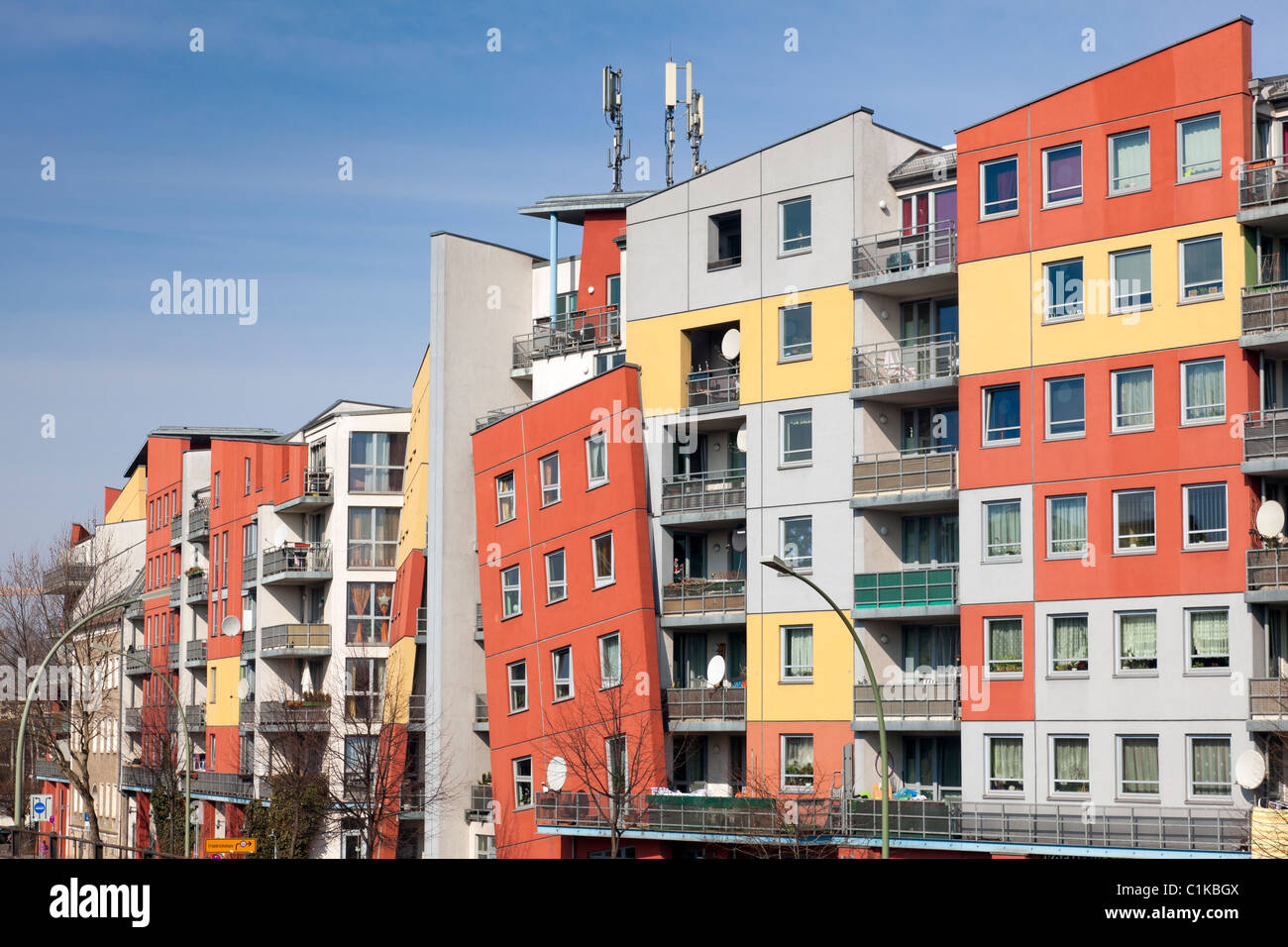 Wohnblocks auf Nöldnerstrasse, Berlin, Deutschland Stockfoto