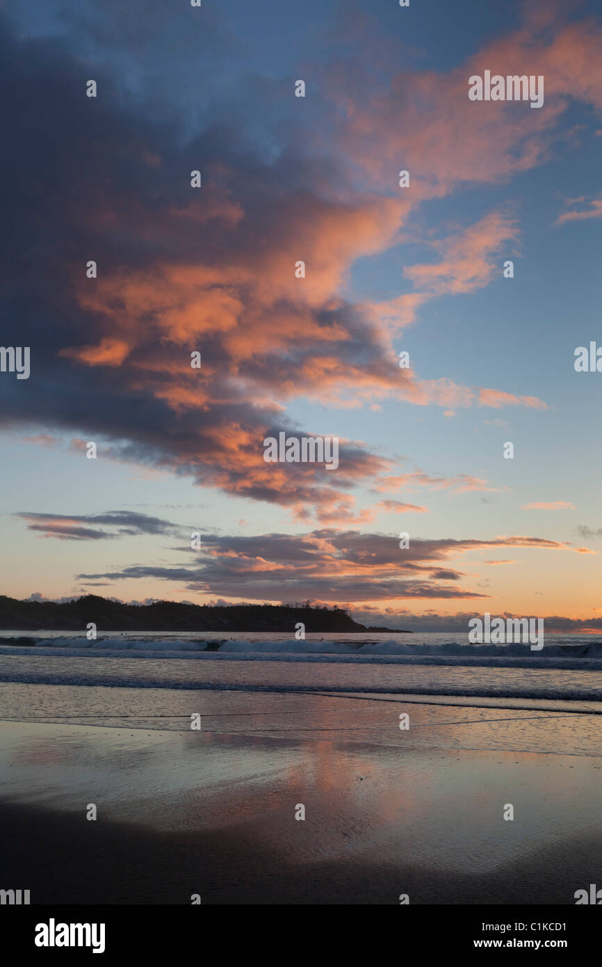 Chesterman Beach bei Sonnenuntergang, Tofino, Vancouver Island, British Columbia, Kanada Stockfoto