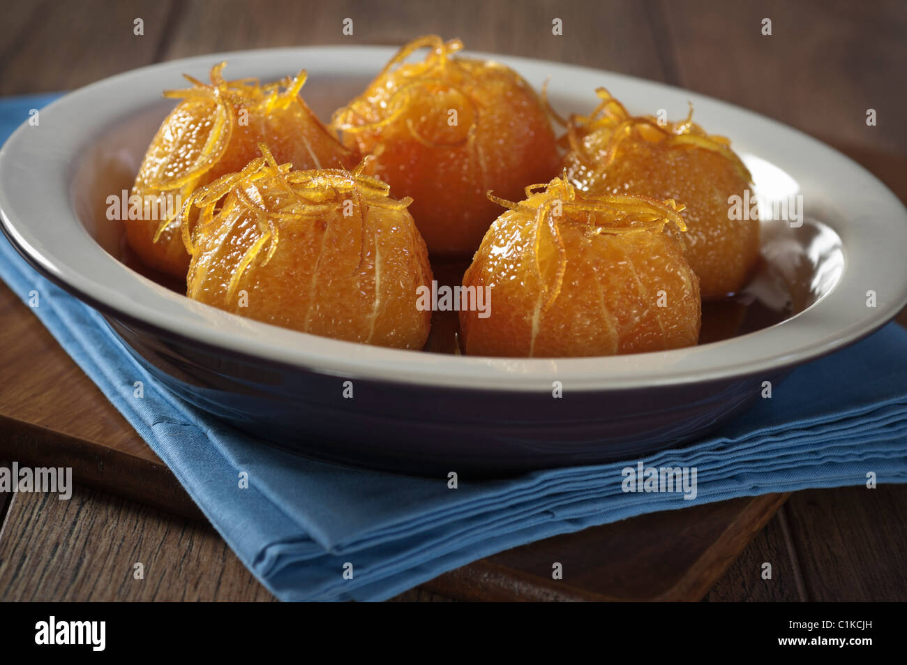 Karamell-Orangen-dessert Stockfoto