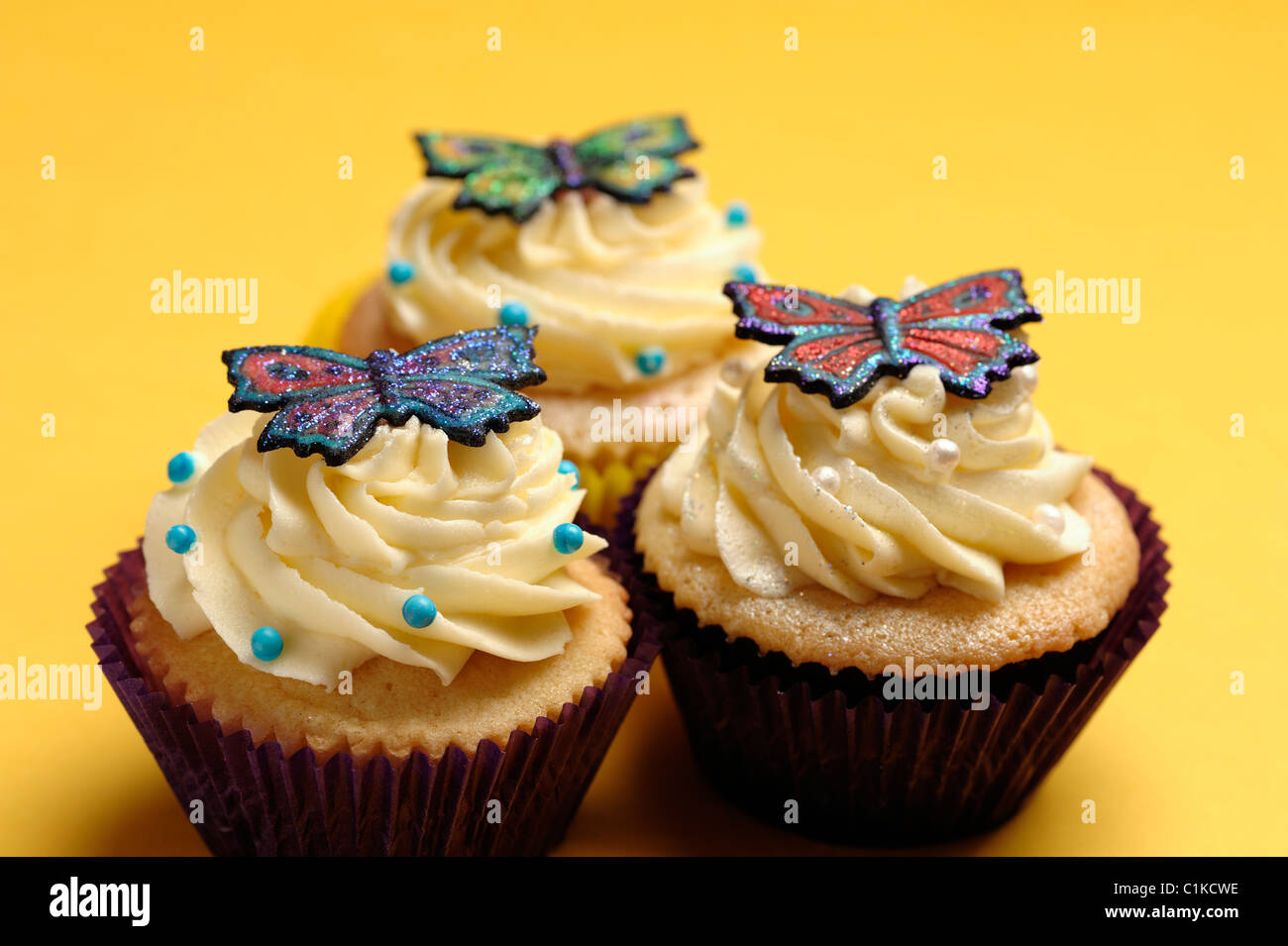 Drei Cupcakes Stockfoto