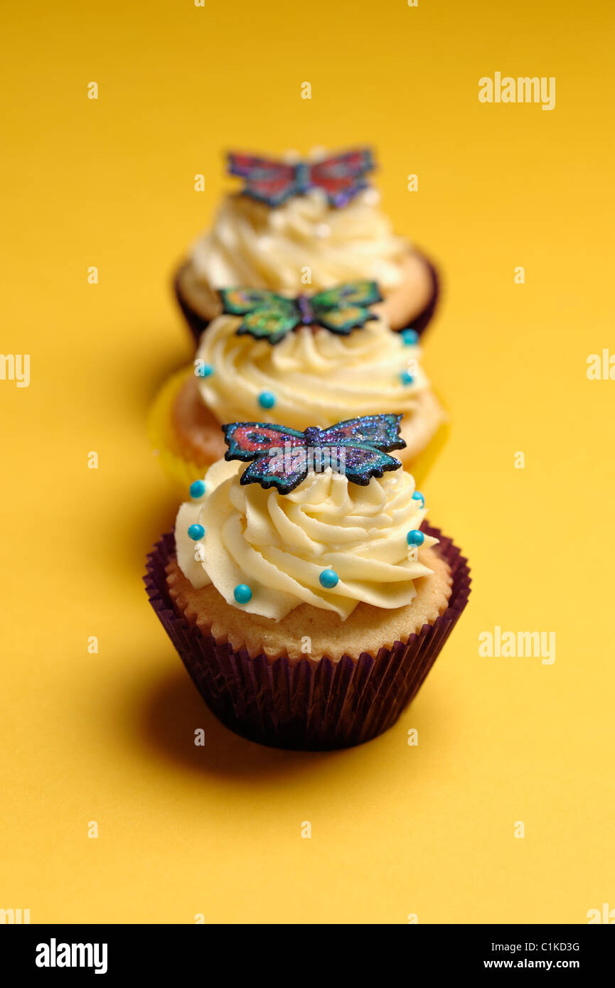 Drei Cupcakes Stockfoto