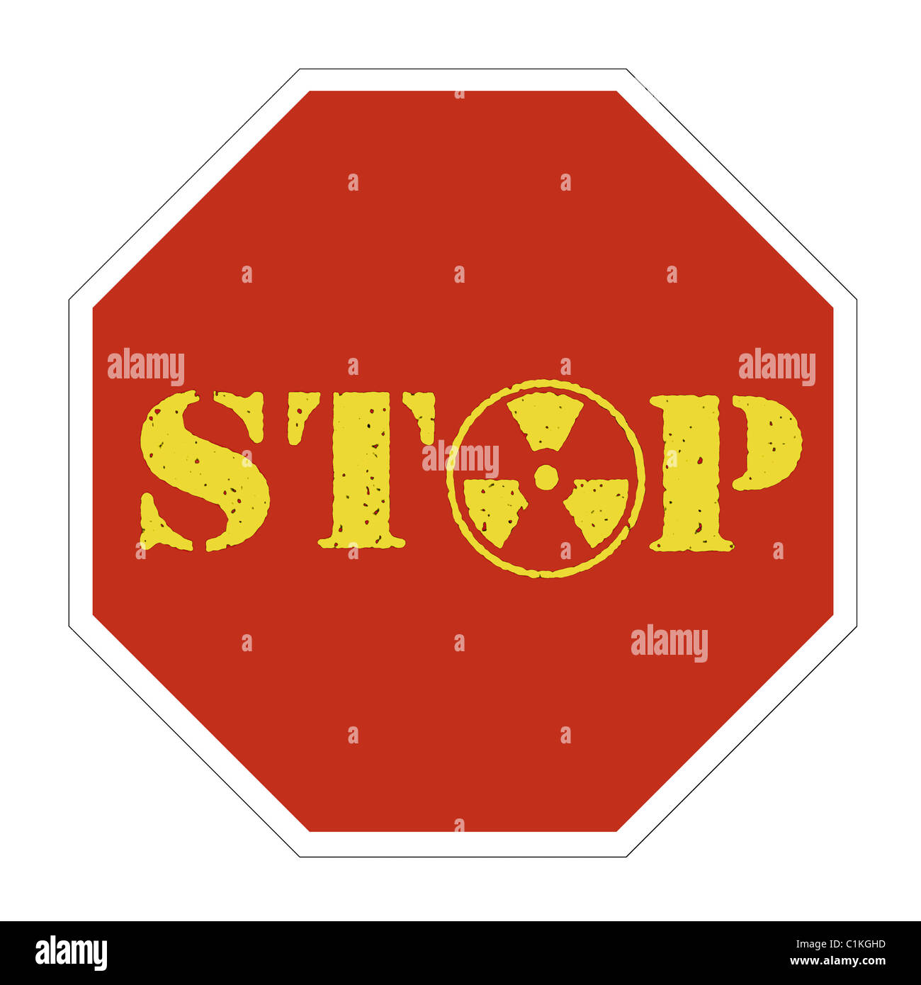 Konzeptionelle Kernenergie-Stop-Schild Stockfoto