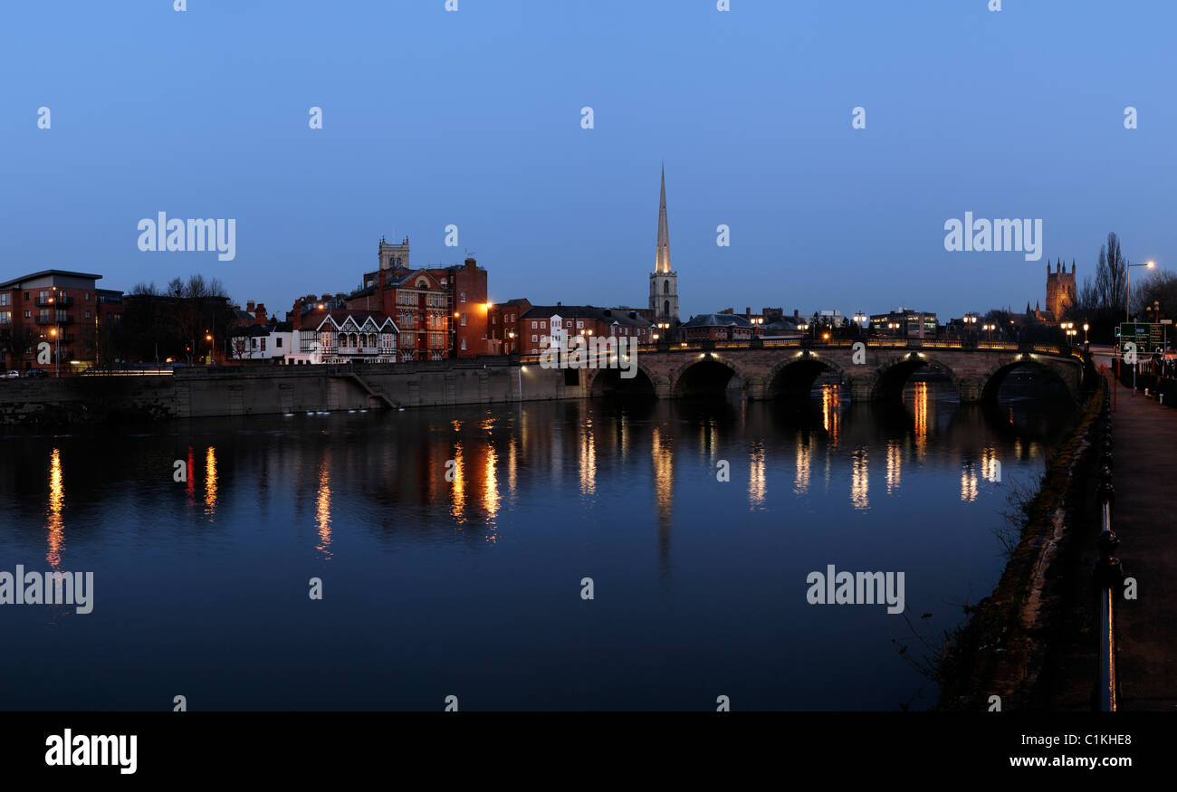 Fluß Severn und Worcester waterfront Stockfoto