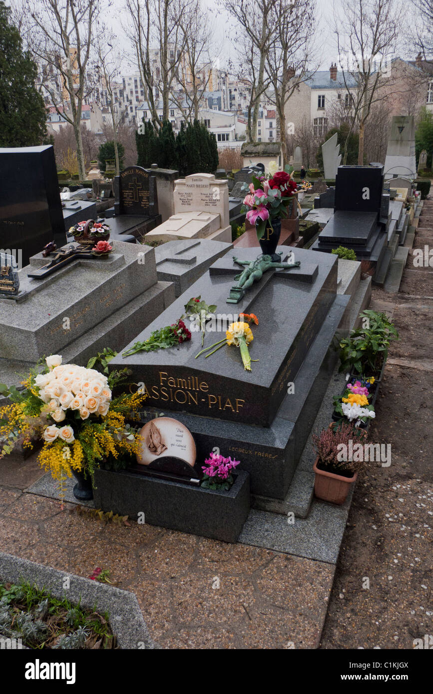 Grab von Edith Piaf, Friedhof Pere Lachaise, Paris, Frankreich Stockfoto